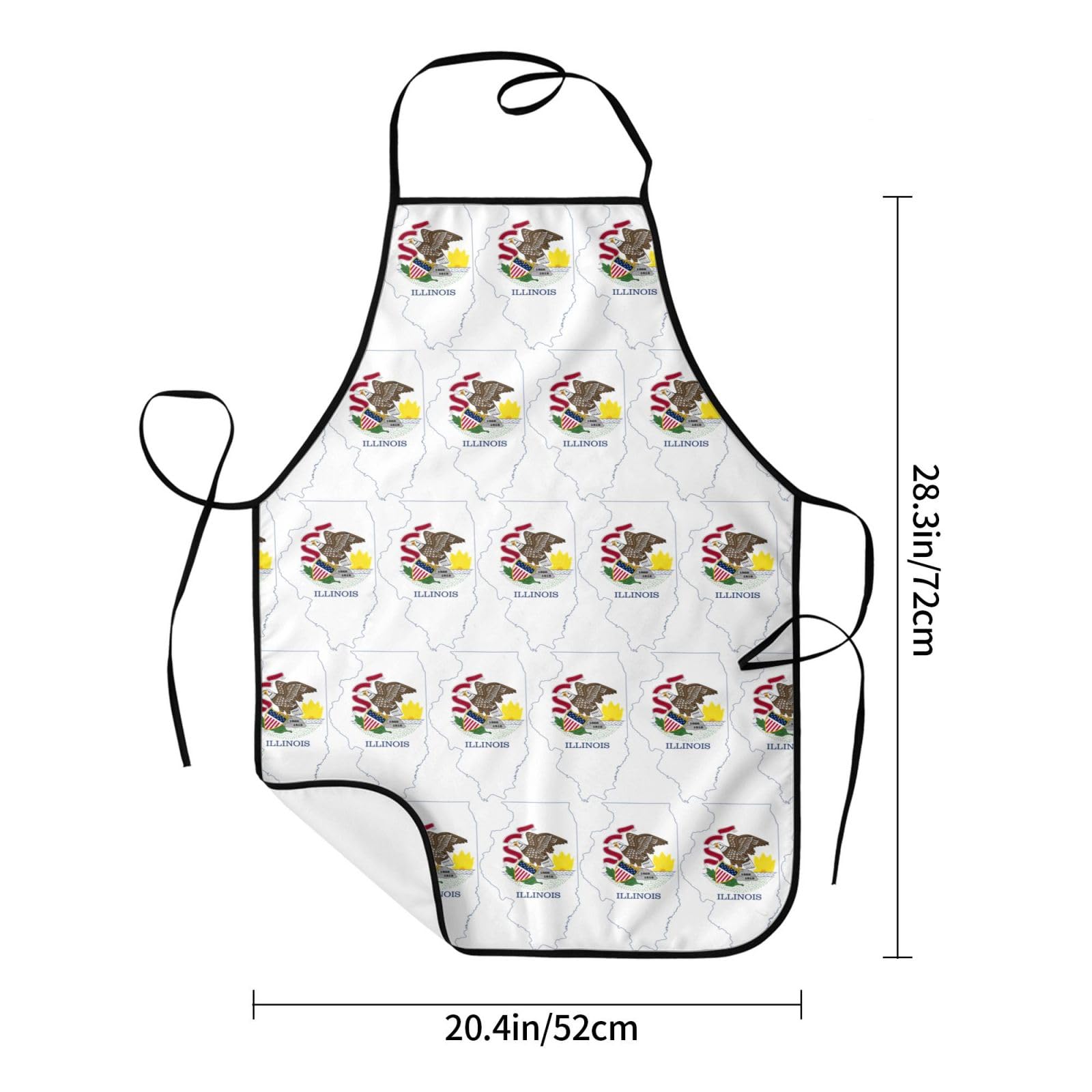 Tablier de cuisine unisexe avec emblème national de l'Illinois, doux et confortable pour homme et femme