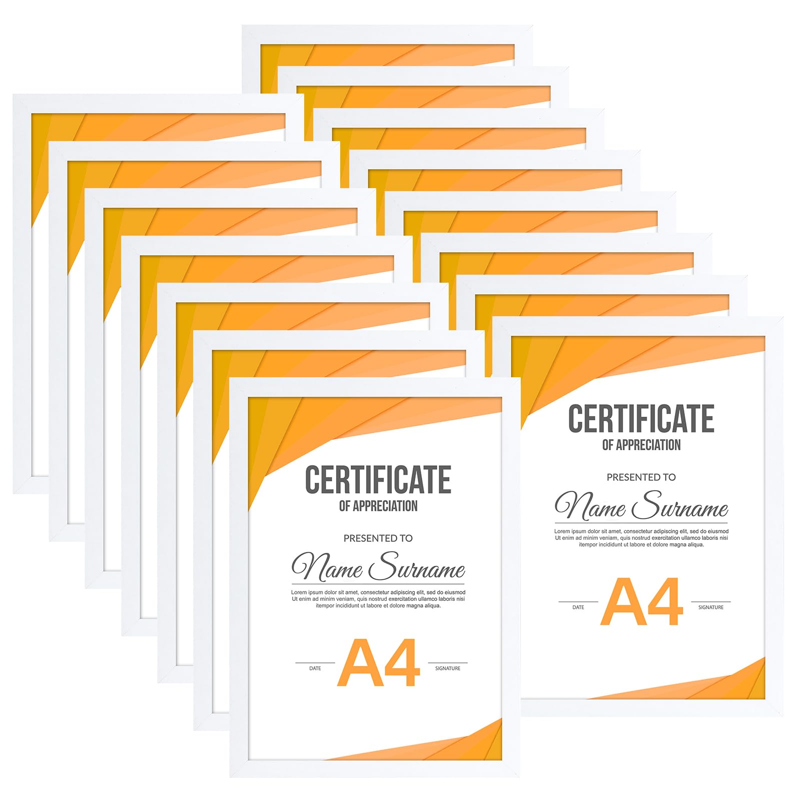15 Cadres Photo A4, Cadres Blancs en Bois adaptés aux Certificats Diplômes et Documents de format A4(21x29.7CM)