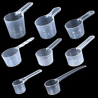 8 Stück Transparent Messlöffel Set, Messlöffel mit Skala 5g, 10g, 15g, 20g, 25g, 30g, 35g, 50g für Backen Kochen Waschpulver