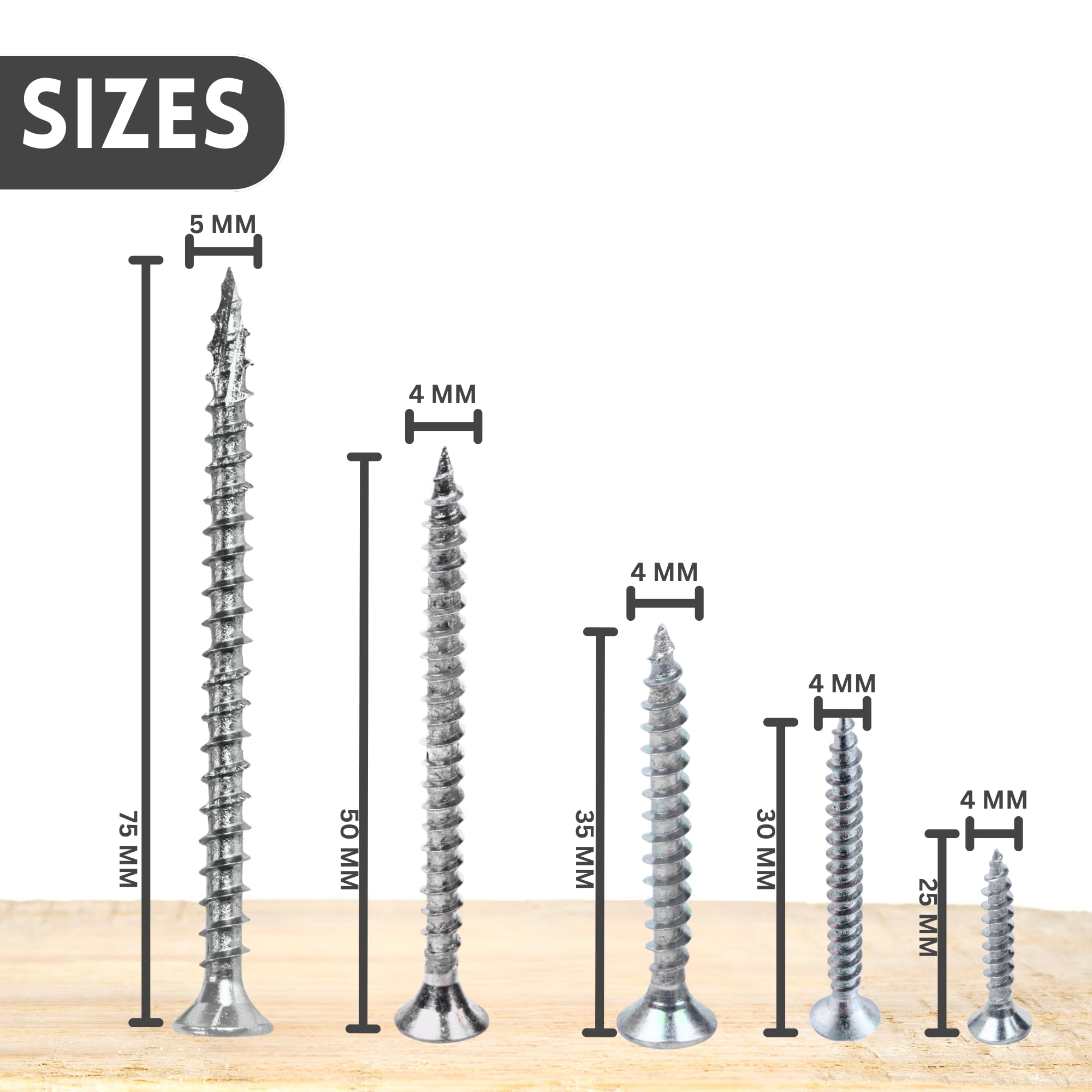 Hardware Solutions - Countersunk Pozi Head Screws - Twin Thread - Hardened Bright Zinc Plated - 10 x 75mm - Pack 100 - Reusable Jar - Image 3
