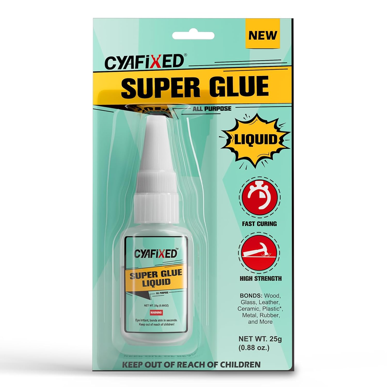 Super CA Glue Liquid, Clear Quick Dry Cyanoacrylate Adhesive for Wood Plastic Leather Metal Pottery Glass Ceramic Shoe Sole Repair, Instant Strong Bond for Jewelry, Craft, 3D Models, Woodworking