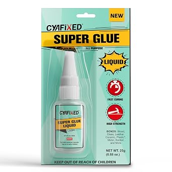 Super CA Glue Liquid, Clear Quick Dry Cyanoacrylate Adhesive for Wood Plastic Leather Metal Pottery Glass Ceramic Shoe Sole Repair, Instant Strong Bond for Jewelry, Craft, 3D Models, Woodworking