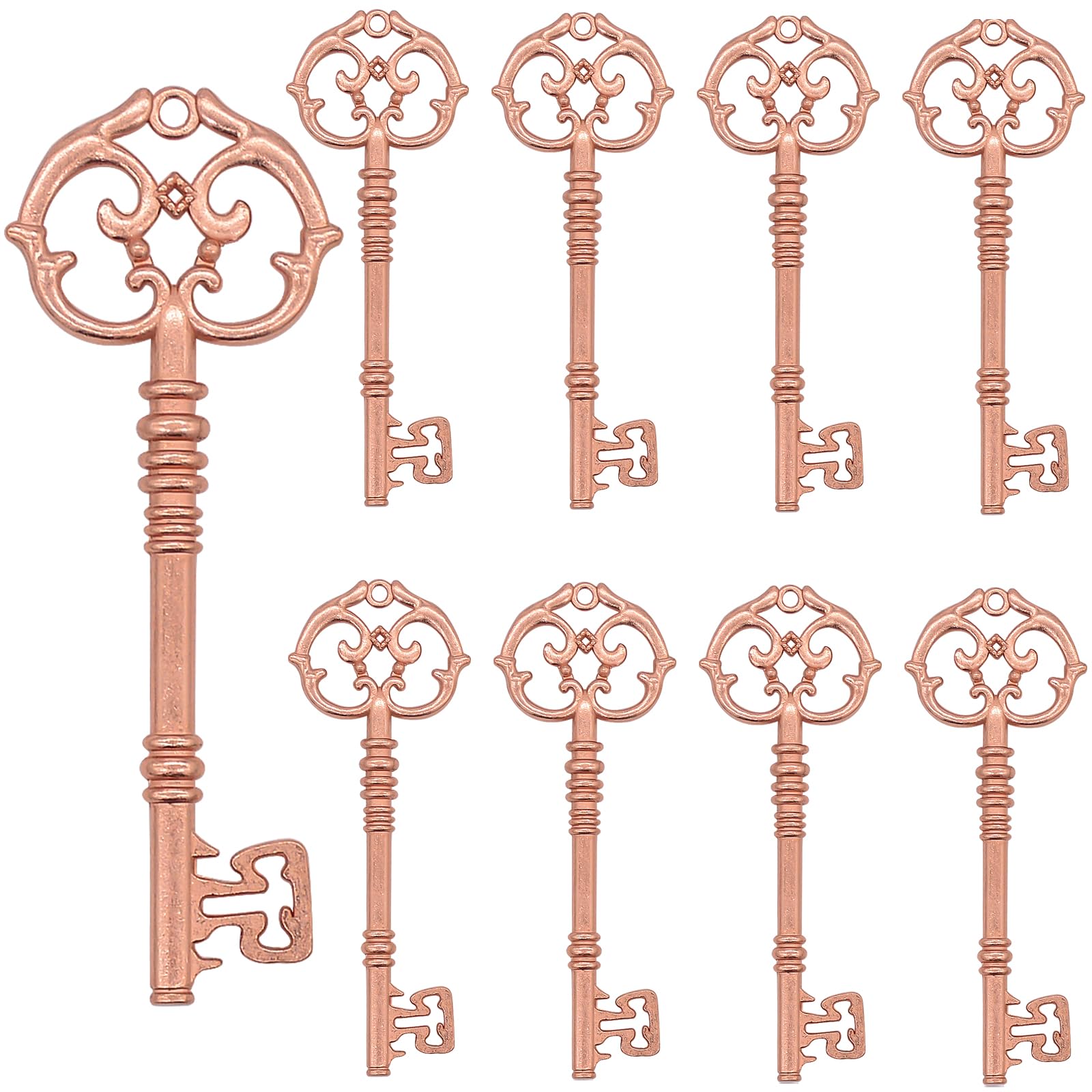 AebDerp 20PCS Vintage Skeleton Key Steampunk Decor Metal Antique Charms Decoration for DIY Jewelry Making, Christmas Ornaments, Rustic Wedding Favors and Home Craft Projects (Rose Gold)