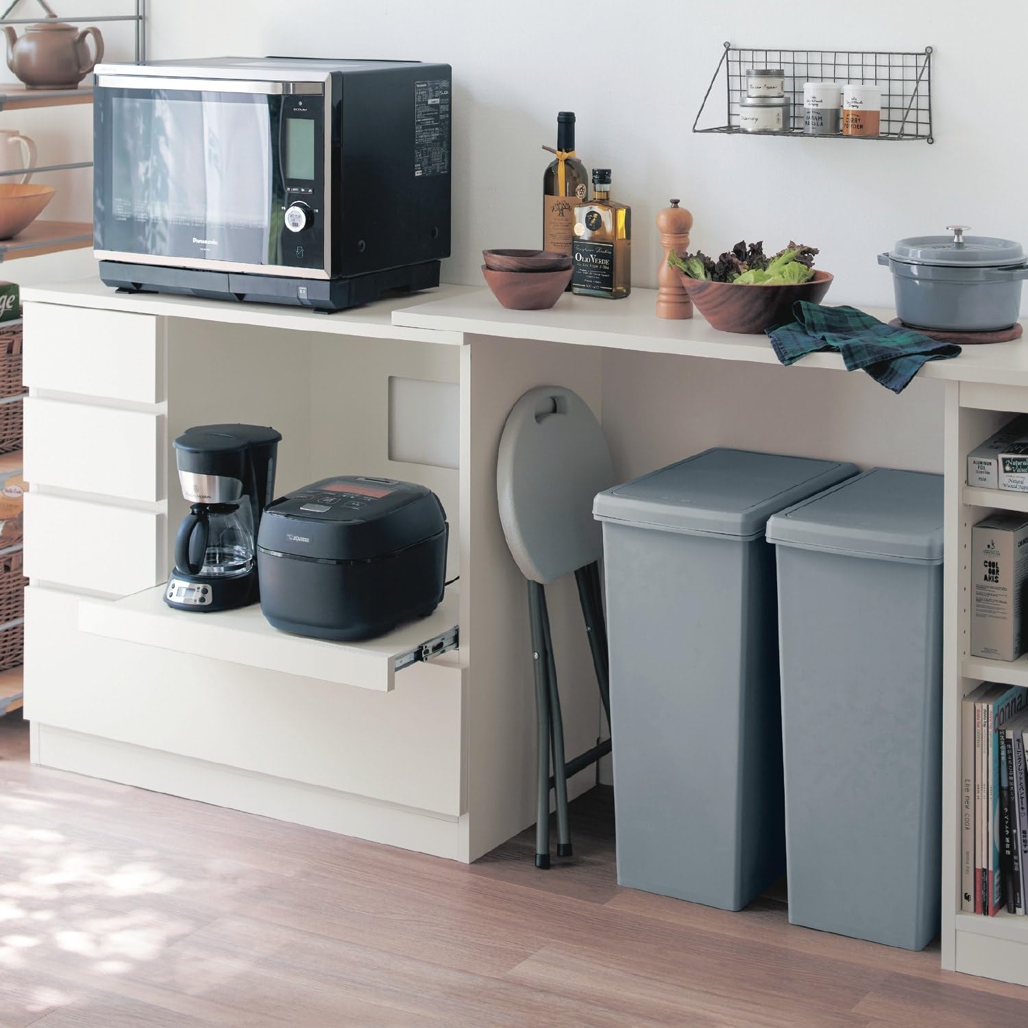 ベルメゾン ゴミ箱 スリム スライドフタ キャスター付き フタ付き