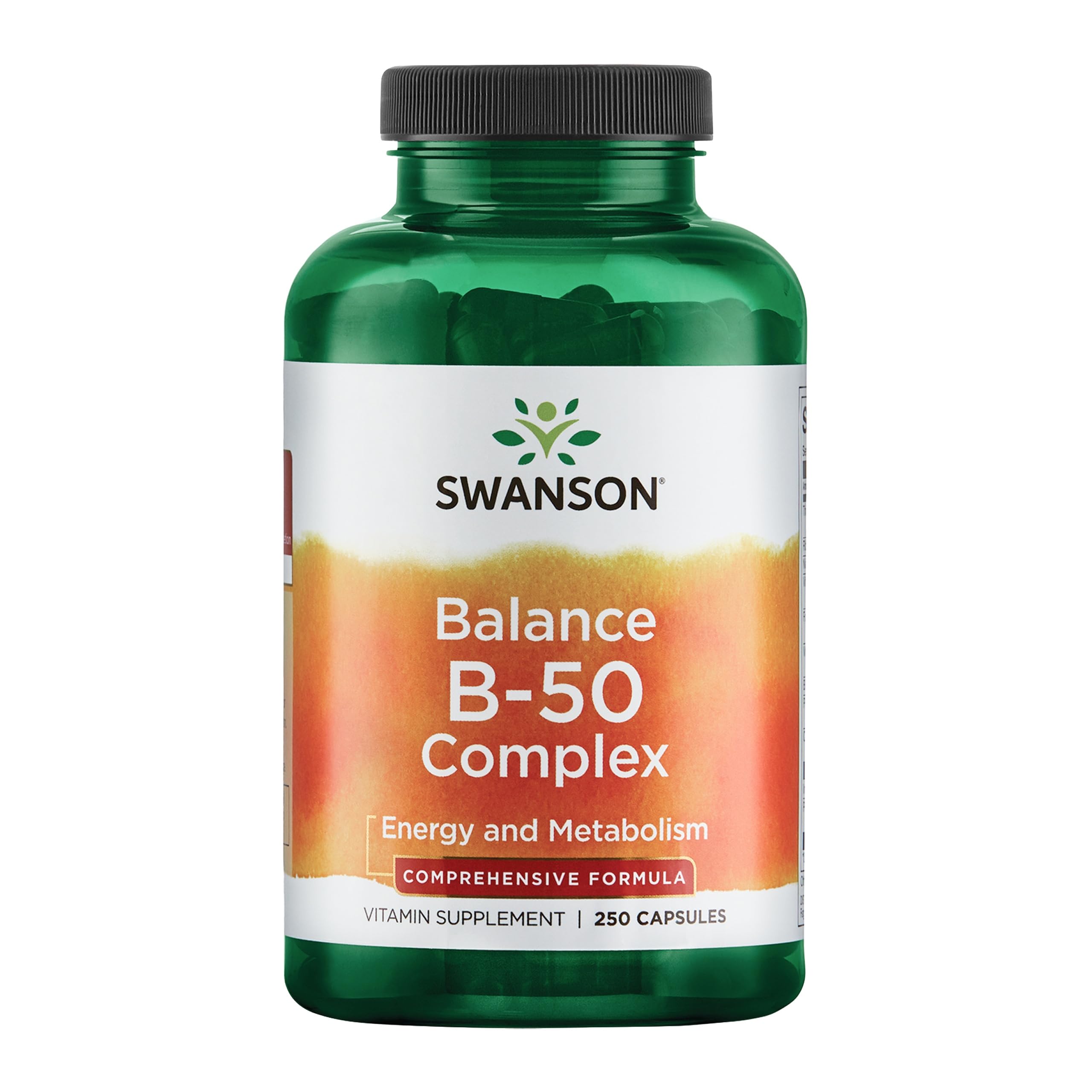 Swanson Balance B-50 High-Potency B Vitamin Complex for Busy Adults Seeking Immune, Heart, and Nervous System Support (250 Capsules)