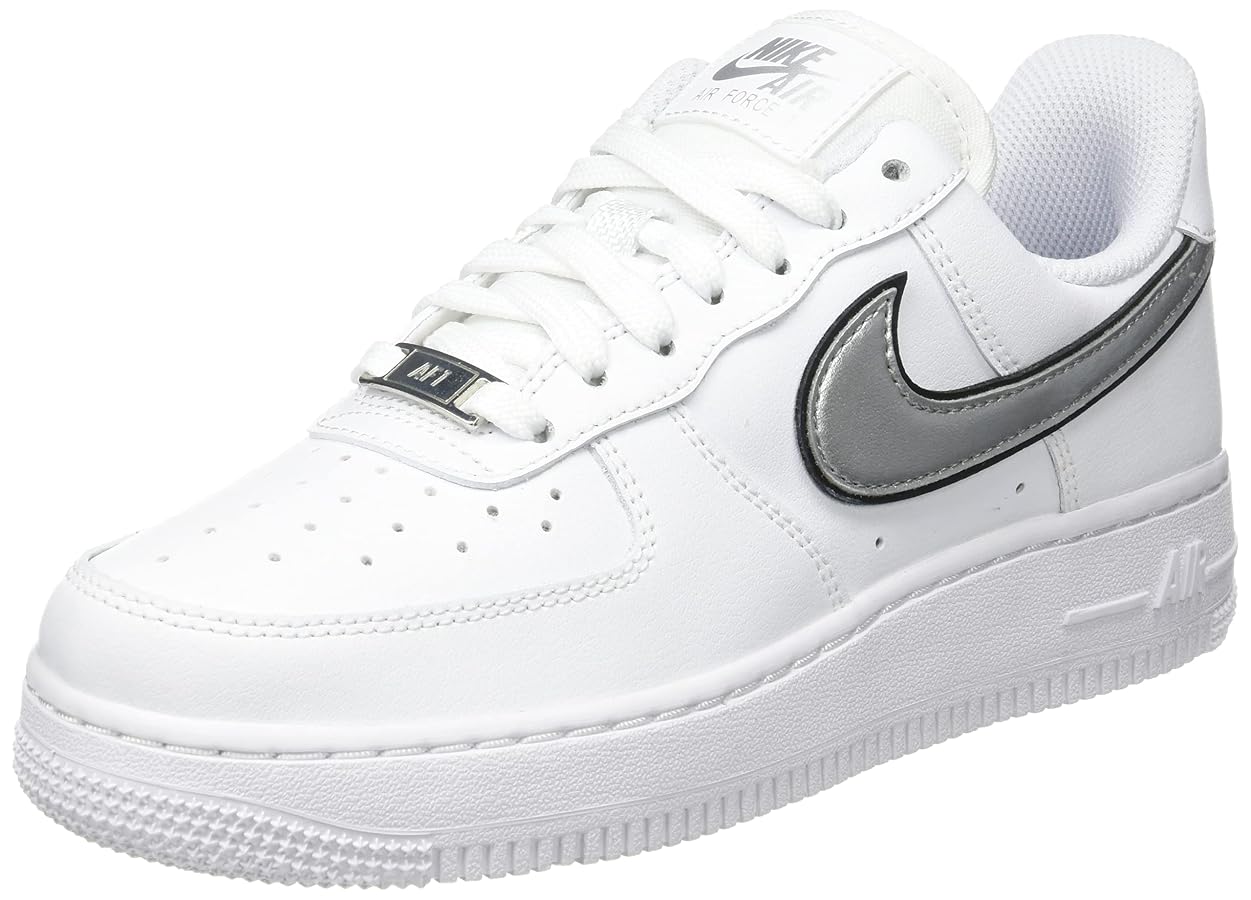 Amazon.com: Nike Air Force 1 '07 ESS para mujer, Blanco/Plateado Metálico,  Negro, Talla 9.5, Blanco Metálico Plata Negro : Ropa, Zapatos y Joyería