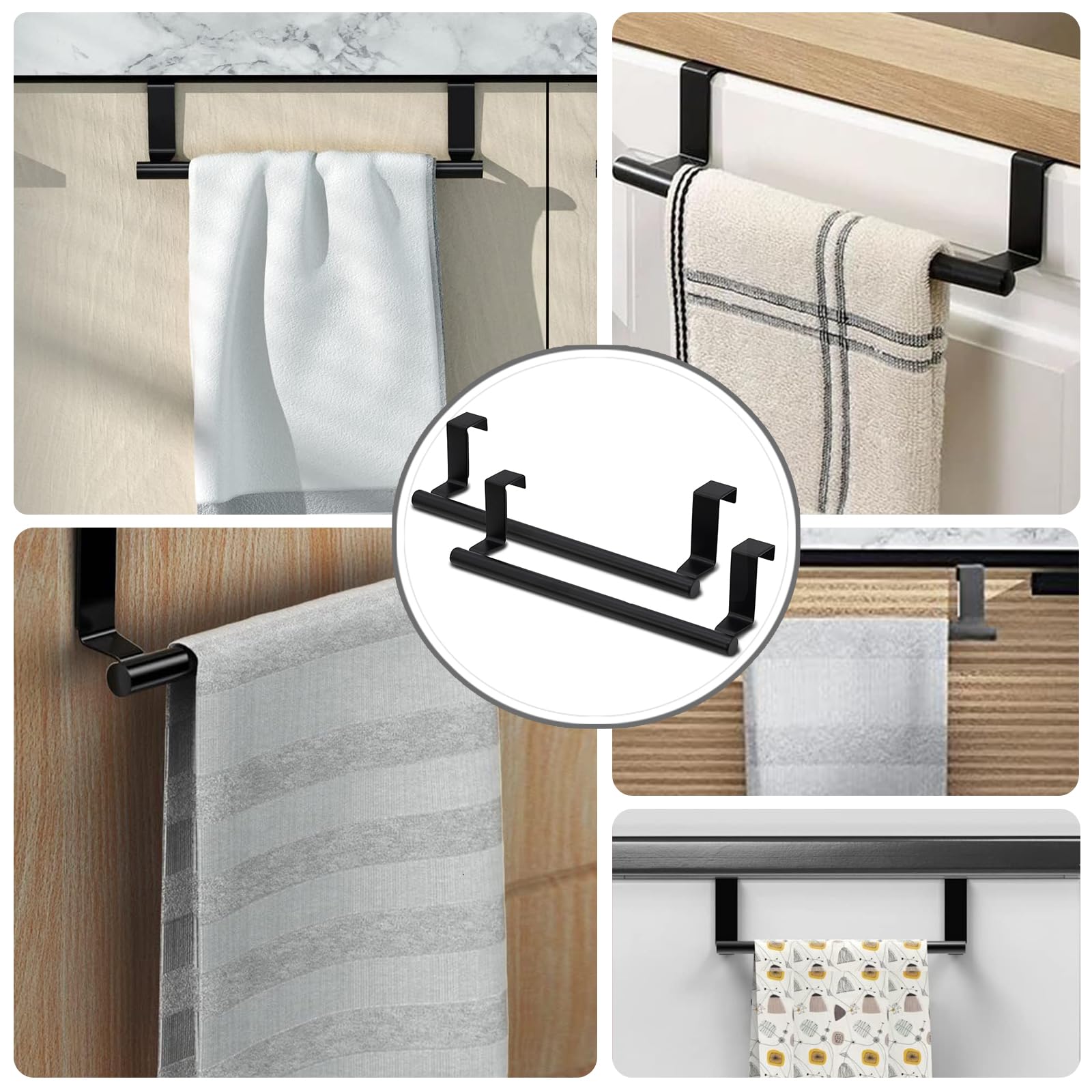 2 portasciugamani da porta, portasciugamani senza foratura, in acciaio inox, porta asciugamani da cucina, da appendere, per porta asciugamani, porta per cassetti, ante dell'armadio