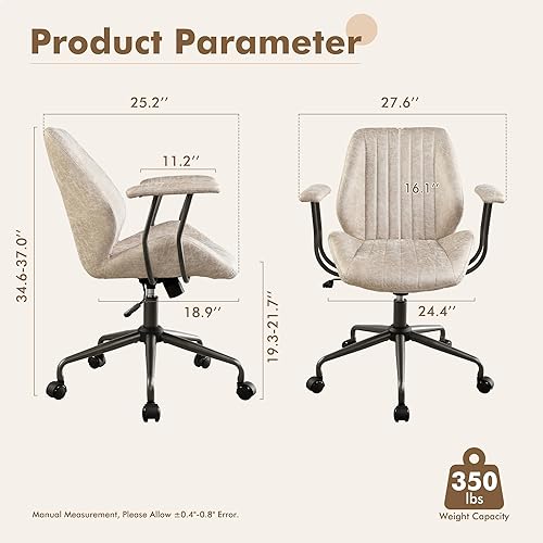 Miniatura 2 de Silla de oficina con respaldo medio, silla ejecutiva moderna de mediados de siglo, soporte lumbar, silla de escritorio ergonómica para oficina
