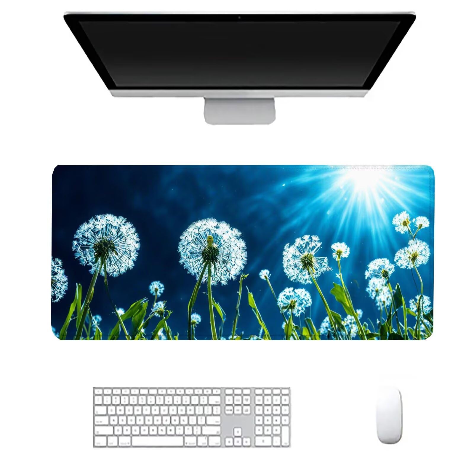 Podkładka pod mysz dmuchawiec duża podkładka na biurko dla graczy biała podkładka pod mysz XXL 1600 x 800 x 3 mm niestandardowa podkładka pod mysz, ochraniacz na biurko na biurko, do domu Deco