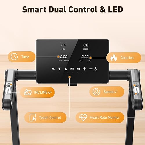 Miniatura 3 de JAGJOG Treadmill for Home with Auto Incline, 3.5-4.5 HP Foldable Running Machine, 12 HIIT Programs,14"- 18" Wide LED Touchscreen, Smart App & Heart