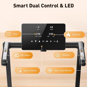 JAGJOG Treadmill for Home with 15% Auto Incline, 3.5HP Quiet Foldable Treadmill, 12 HIIT Programs, 14.96 Wide LED Touchscreen, Smart App & Heart Rate, 300 LBS Capacity, Fully Assembly