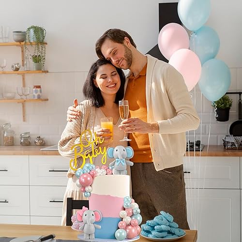 Miniatura 4 de 49 piezas de decoración de pastel de elefante Oh Baby Cake Topper de bolas de perlas para tartas, mini botella de leche, decoración de pastel de