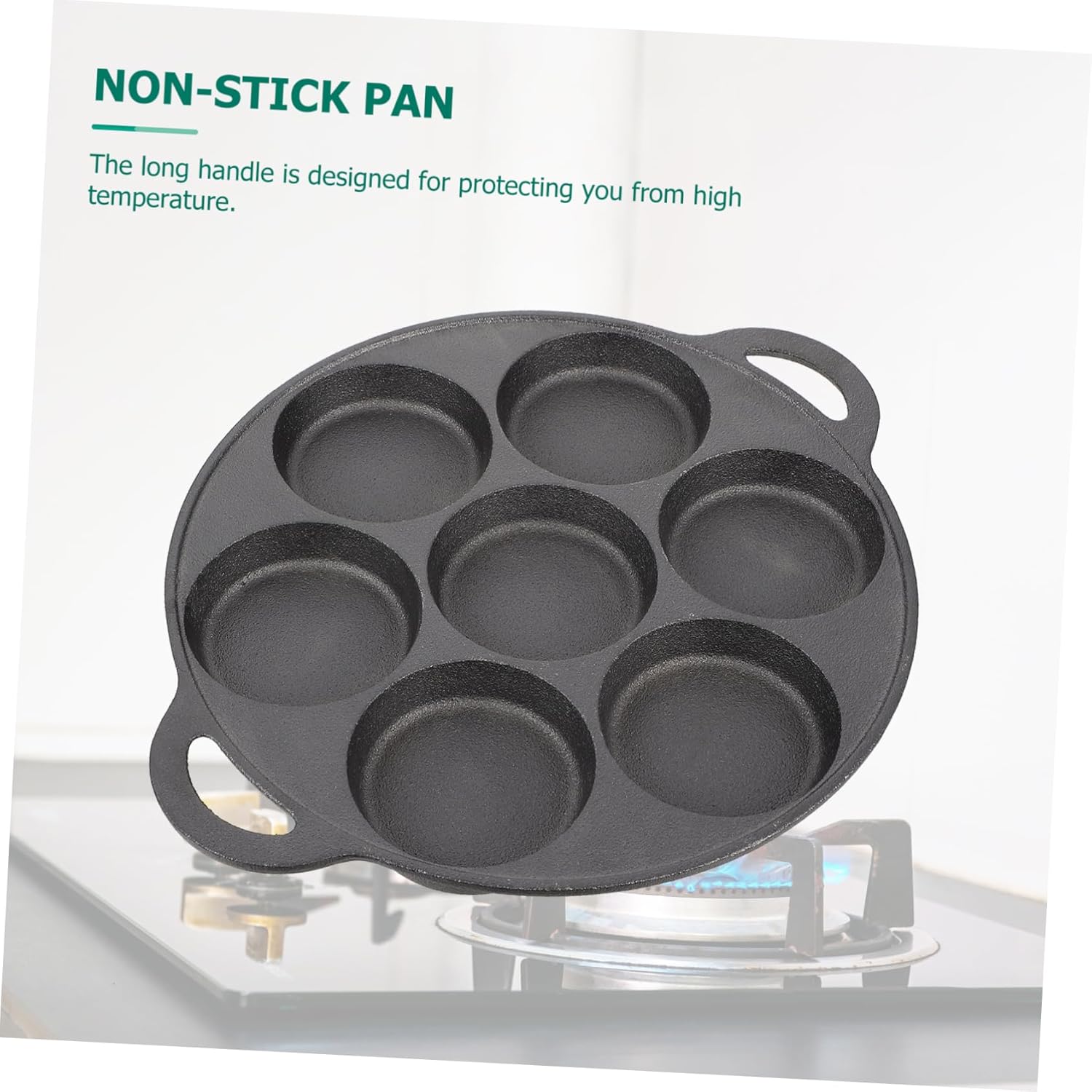 Mikinona Multi-purpose Iron Egg Frying Pan Seven-holes Omelette and Snail Cooking Pan for Easy Breakfast Cooking Non-stick and Easy to Clean Safe Kitchen Tool