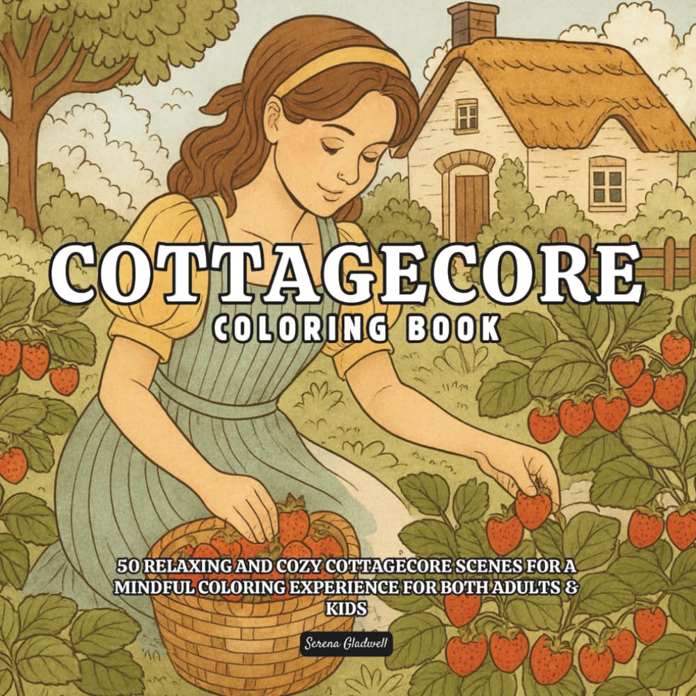 Cottagecore Coloring Book: 50 Relaxing And Cozy Cottagecore Scenes For A Mindful Coloring Experience For Both Adults And Kids