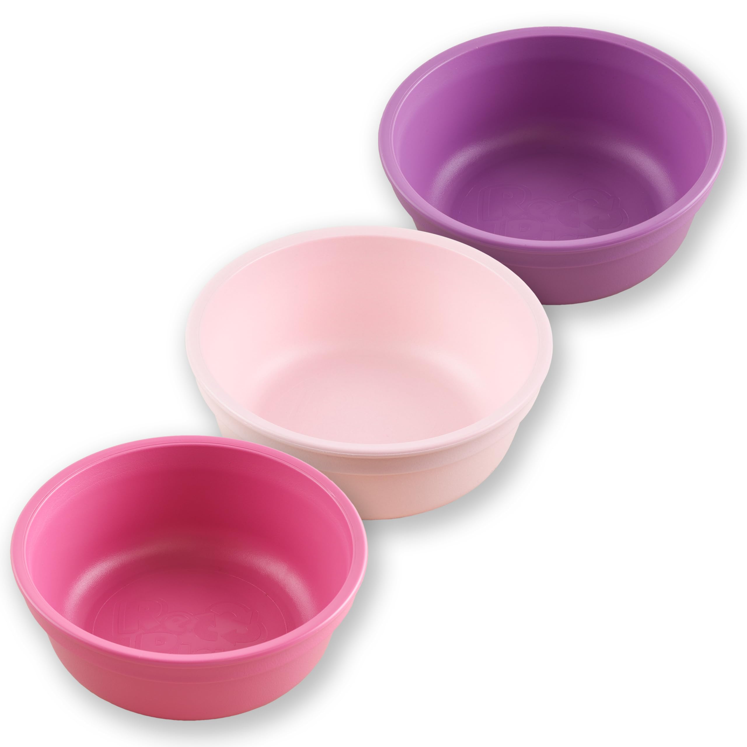 Re-Play 12 oz. Toddler Bowls Set of 3 - Kids Deep-Walled, Durable & Reusable Snack and Meal Bowls, Dishwasher & Microwave Safe, BPA-Free, Made in USA from Recycled Plastic, Princess