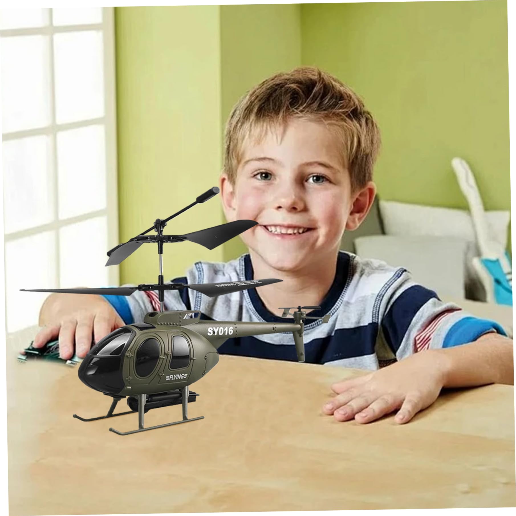 Elicottero RC, Elicottero telecomandato a 6 canali 2.4Ghz 350mAh con videocamera HD, 15 Minuti di Volo in Aereo RC ABS per Bambini Verde Militare