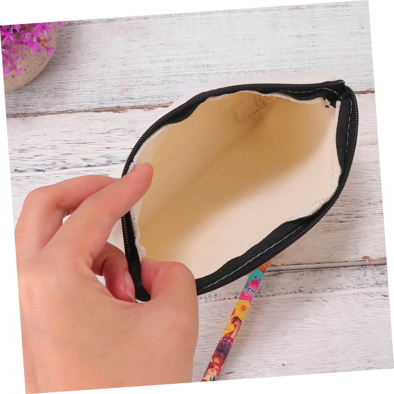 STOBOK 20pezzi Astuccio Tela Beige Con Cerniera Borsa Multifunzionale Per Cancelleria e Accessori Da Ufficio Comoda e Leggera Per Scuola e Viaggi