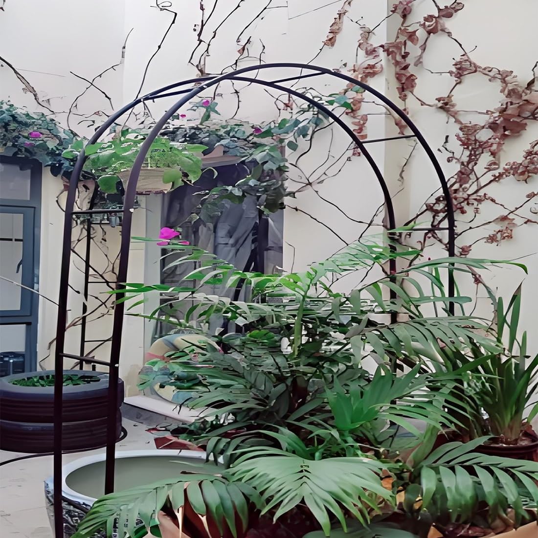 Breiter Gartenbogen,Stahl Rosenbogen Rankgitter Rankhilfe,schwarzer Rosenspalier Torbogen für Kletterpflanzen und Gurken,Dekorationsbogen Pergola für Feste,Innenterrasse und Garten(grün,W 80cm x H 200