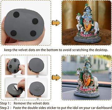alikiki Hindu Idol Lord Krishna Statue- 3.7H Handmade Standing Krishna Murti Playing Flute with Cow for Home Office Mandir Temple Altar Shrine Pooja Item Diwali Puja Gifts