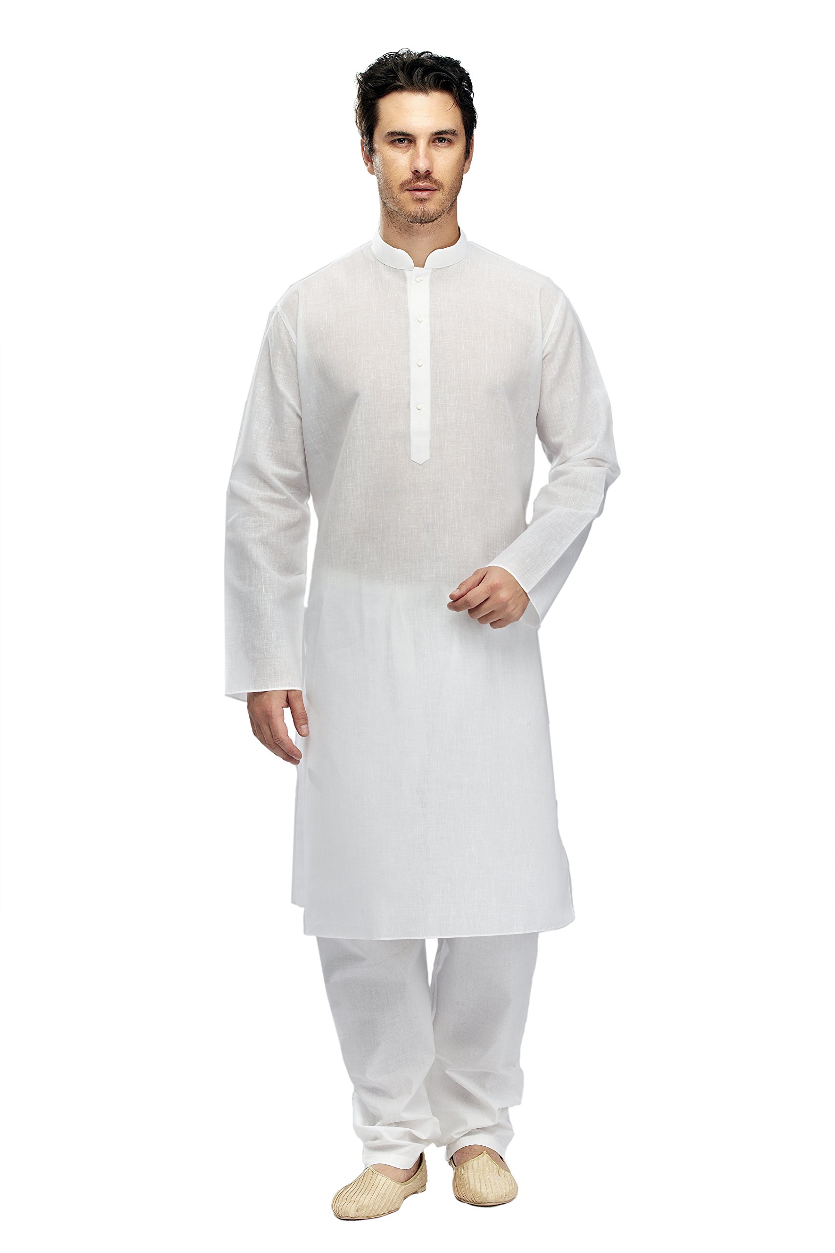 ManyavarMen's Indian Wedding Sherwani Ethnic Kurta Set X-Large White