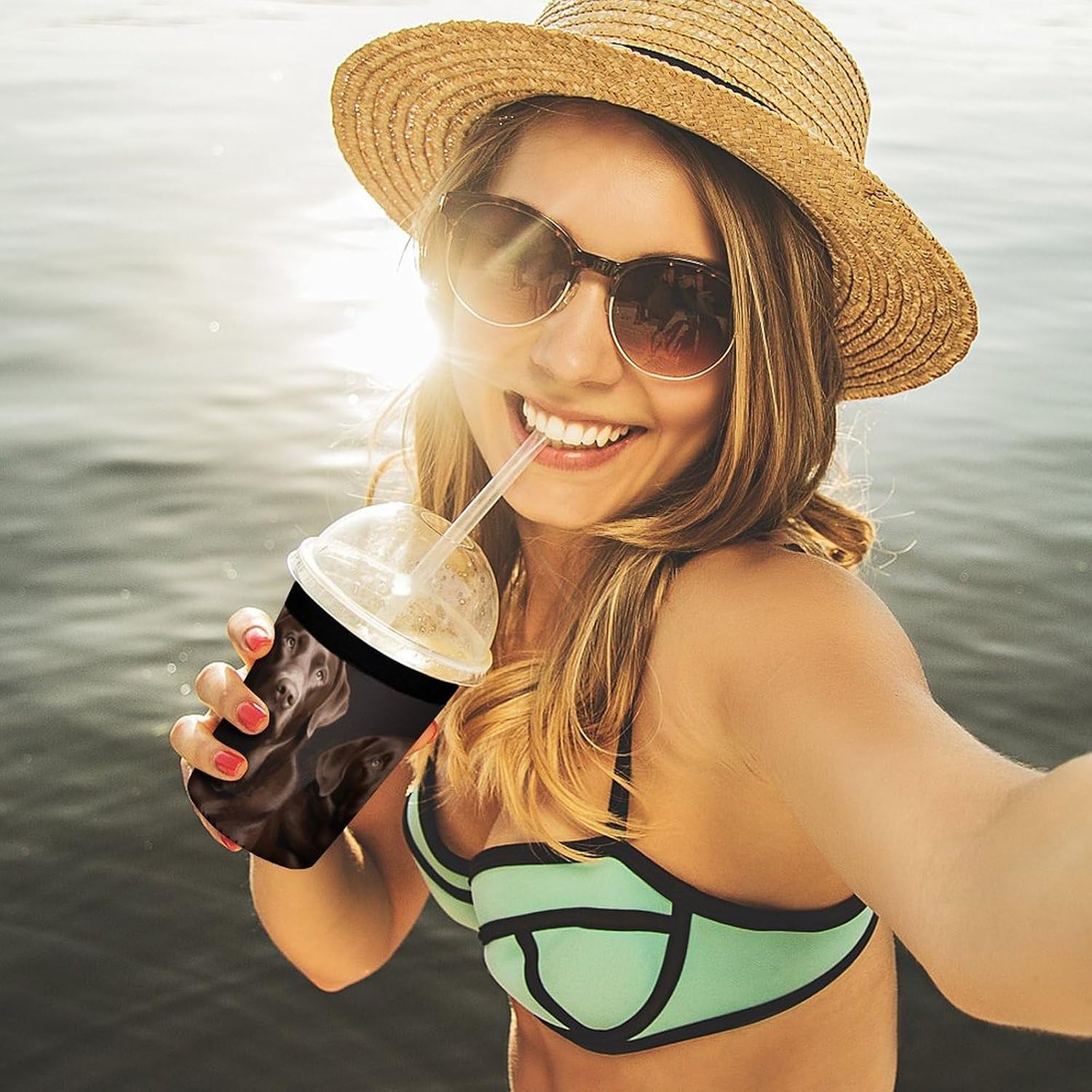 3 Pack Neoprene Cup Sleeves, Stretchy Reusable Drink Cup Cover Universal