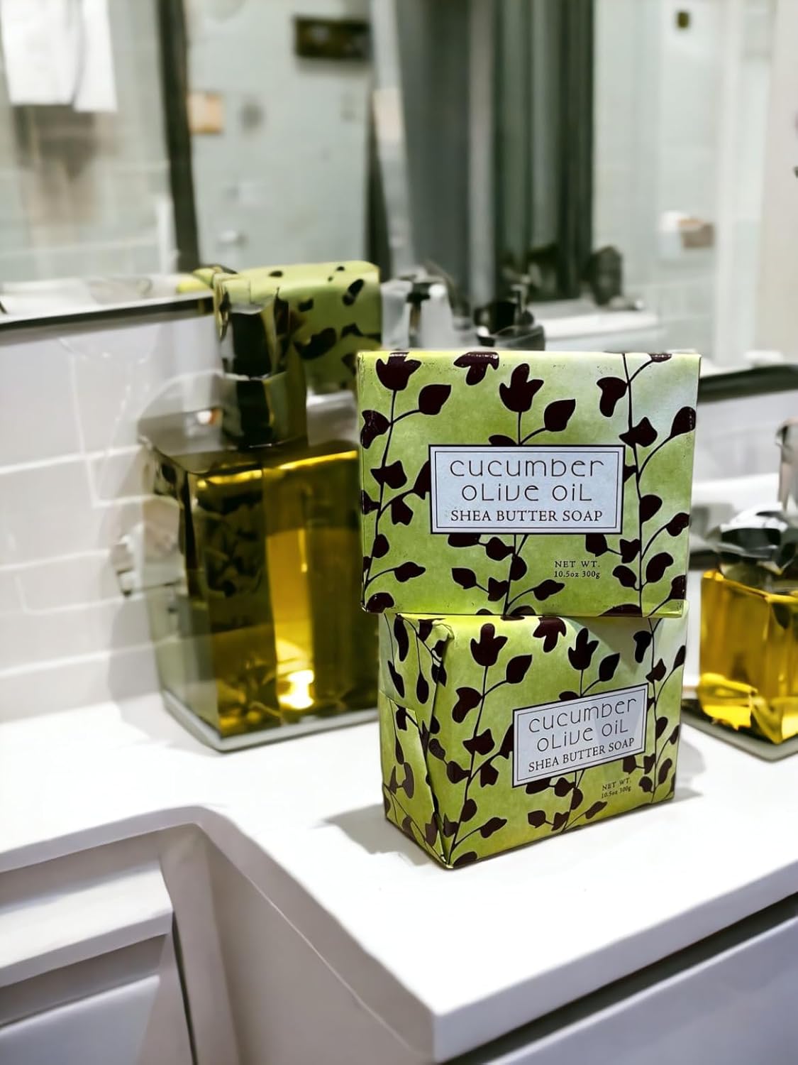 Greenwich Bay Trading Co. Cucumber & Shea Butter Soap - 10.5 oz Triple Milled Luxury Bars, Set of 2