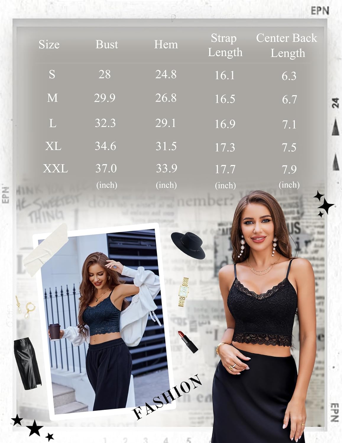 Avidlove Lace Bralette for Women Spaghetti Strap Tank Top V Neck Slim Basic Camisoles,Pack of 2 - Image 6