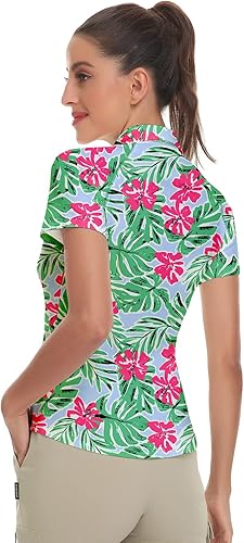 Vista 6 de Soneven Camisa de golf de manga corta para mujer, absorbe la humedad, atlética, polo de golf, camisas de tenis