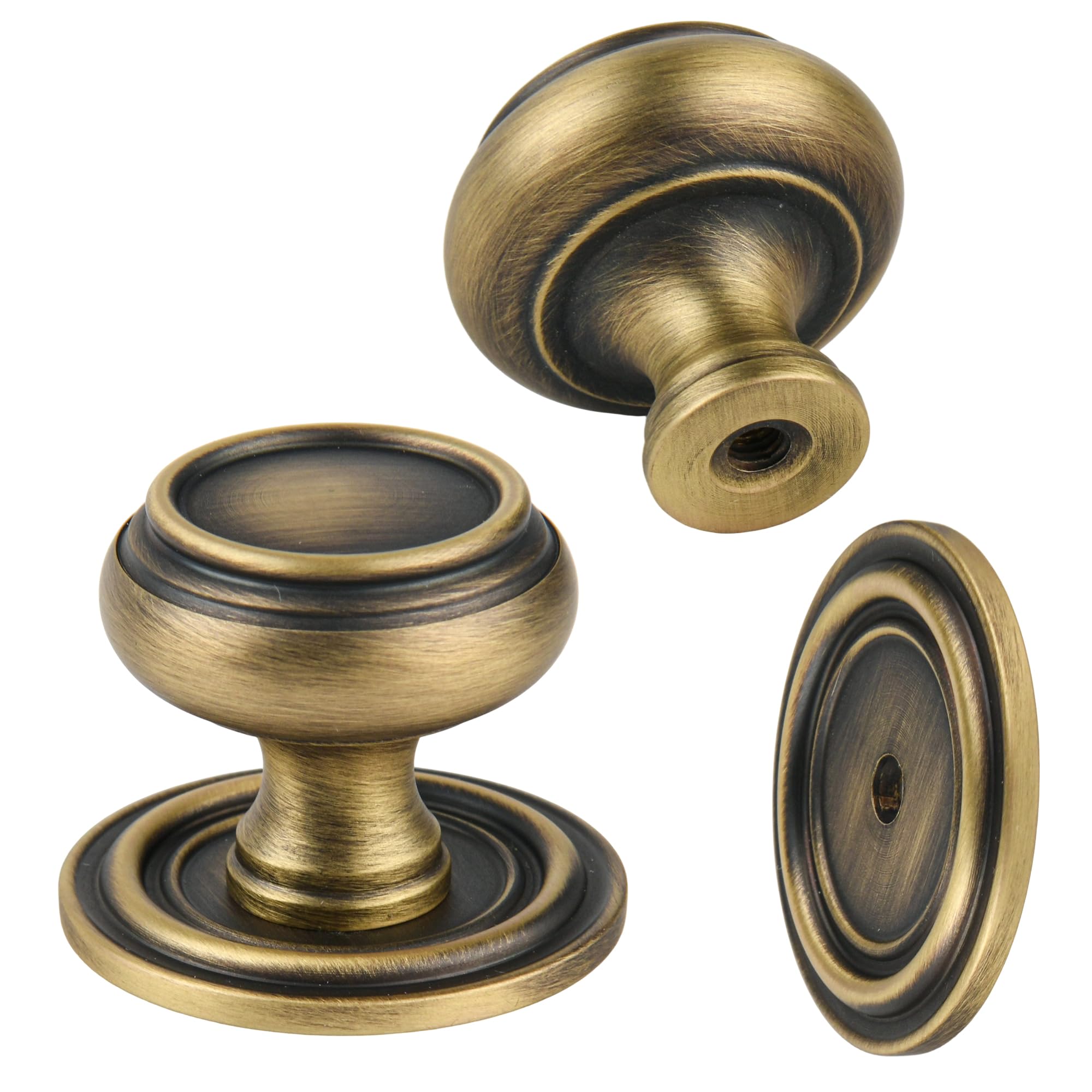 AQKKNY 5 Pack Matt Bronze Solid Brass Kitchen Cabinet Knobs,Drawer Pulls, 1.18 Inch 30mm Diameter, Modern Furniture Handles for Cupboard Wardrobe(