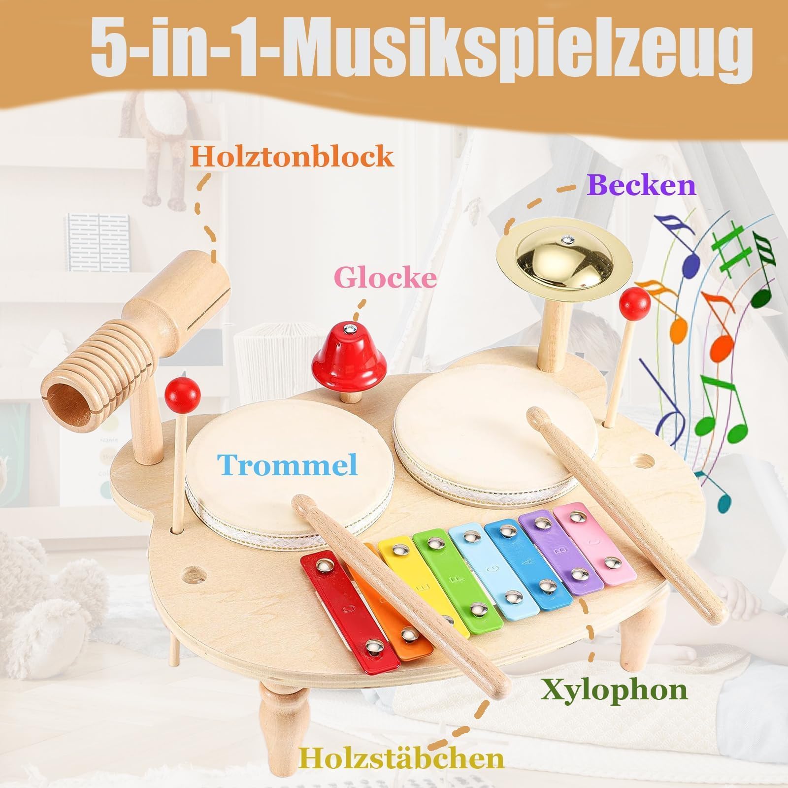 LZDMY Drums voor kinderen, 10-in-1 drum, muziekinstrumenten voor