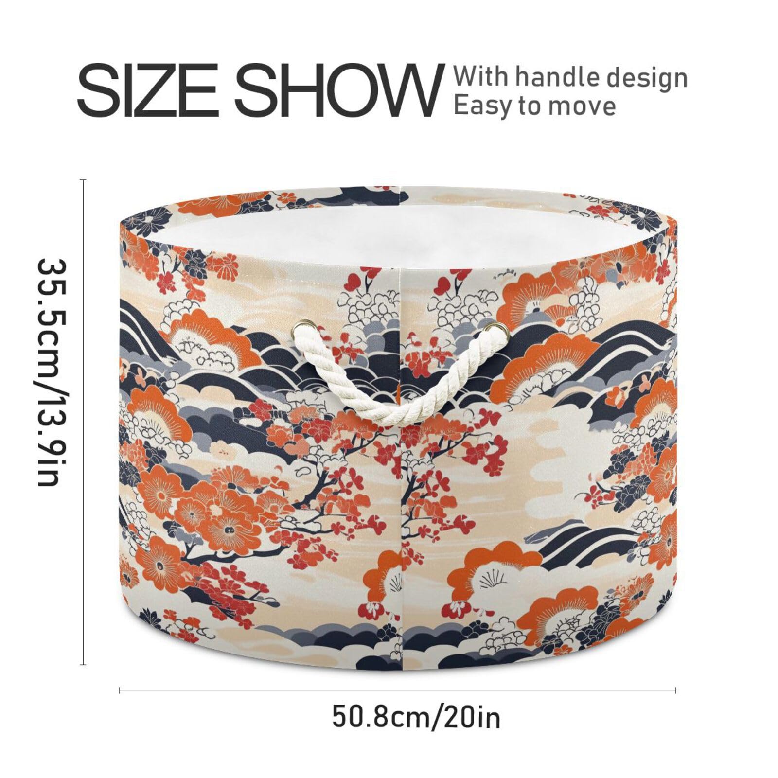 Japanese Style Flower Trees Mountain storage basket and waterproof decorative baskets with sturdy handle Hamper blankets Decorativas for kid blanket gift