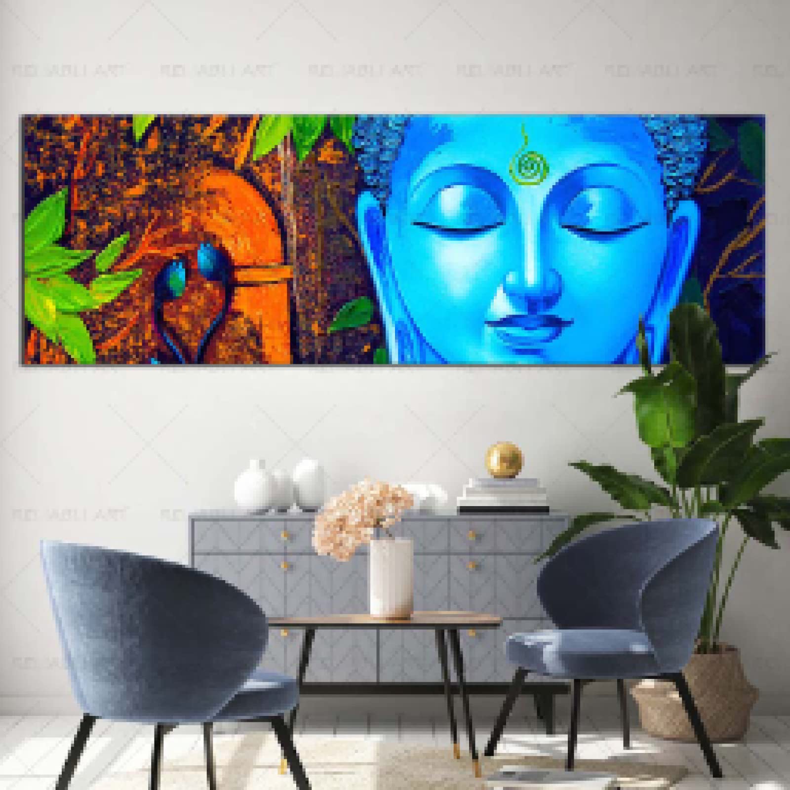 Toile Bouddha aquarelle de qualité supérieure art mural 45x160cm - 6