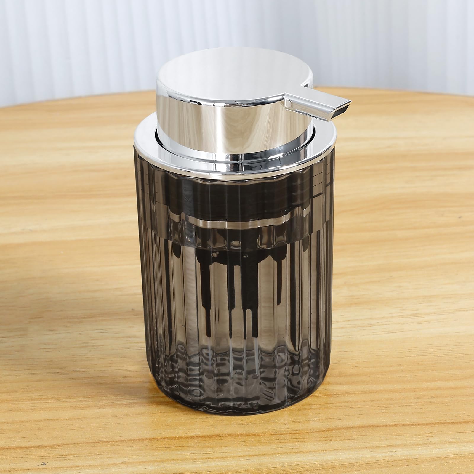 Foaming Soap Dispenser, Foam Hand Soap Dispenser with Silver Pump, Refillable Hand Soap Pump Dispenser, Delicate Foam Pump Dispenser, Lotion Foaming Soap Pump for Essential Oil Dish Soap(Grey)