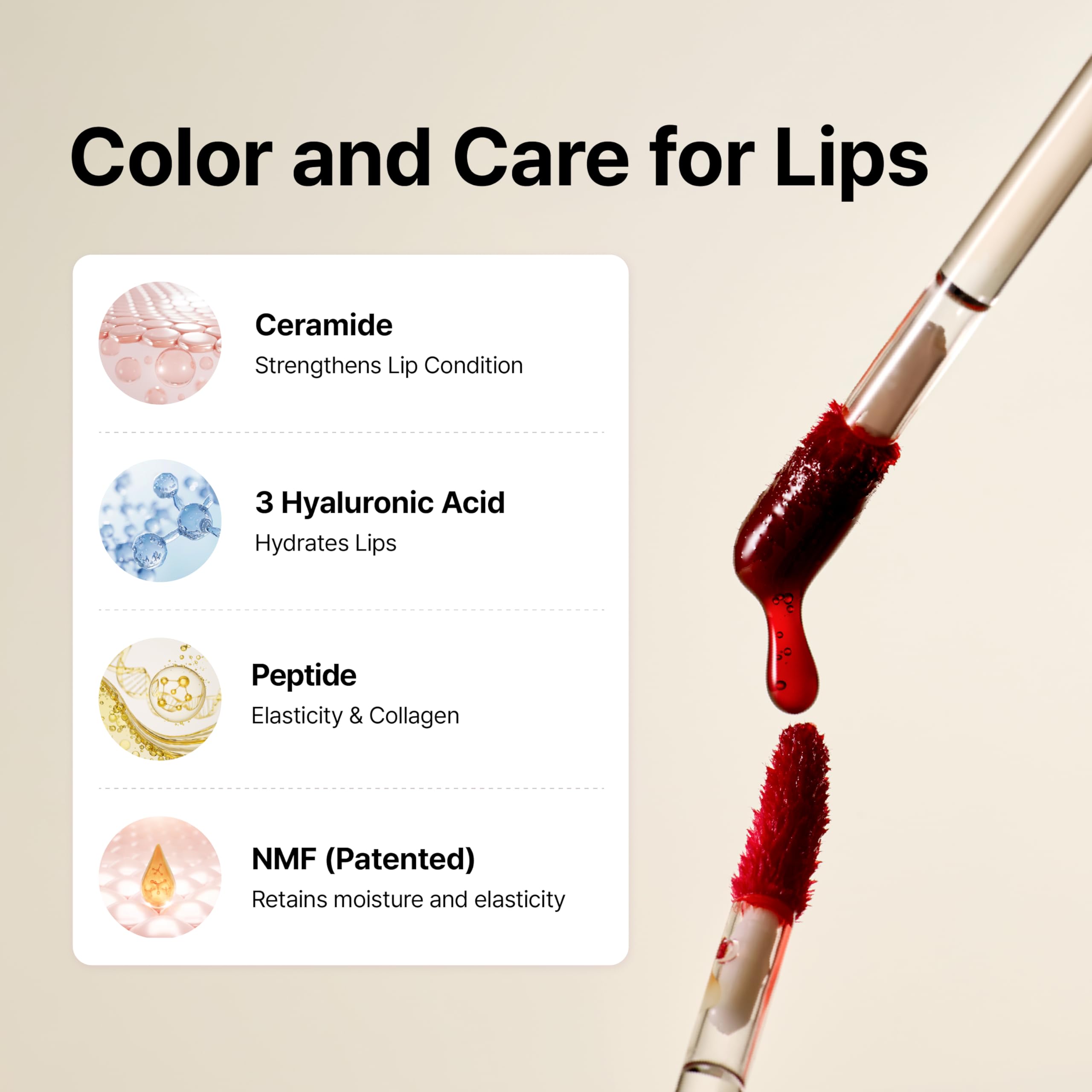 DAERA Kang De Selfe Lip Set mit abziehbarer Lippenfarbe und Innenfarbe, koreanische Lippenpflege, langanhaltend, flecken- und übertragungsresistent, feuchtigkeitsspendend mit Peptiden und