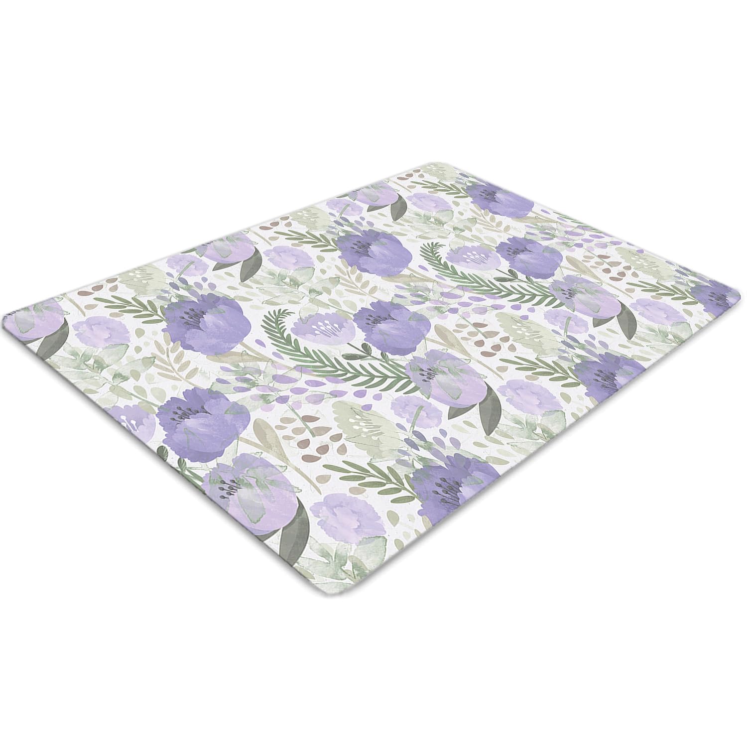Tapis de protection sol PVC 120x90 cm Coquelicot Pastel pour bureau