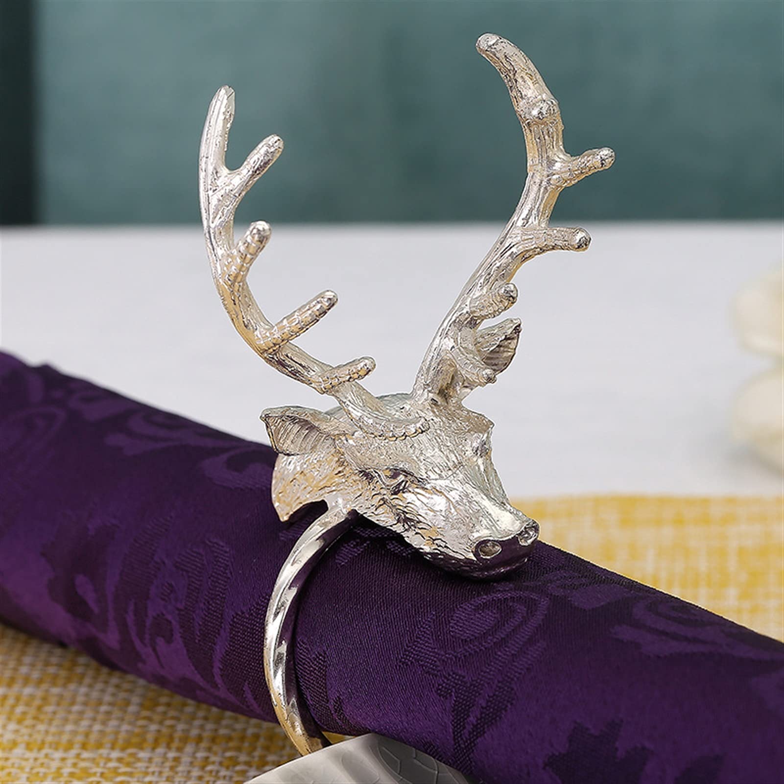 serviettenringe 8 stücke Metall Serviettenkreis Weihnachtshirsch Serviette Ring Hotel Set Serviette Schnalle napkin holder (Color : Silver)