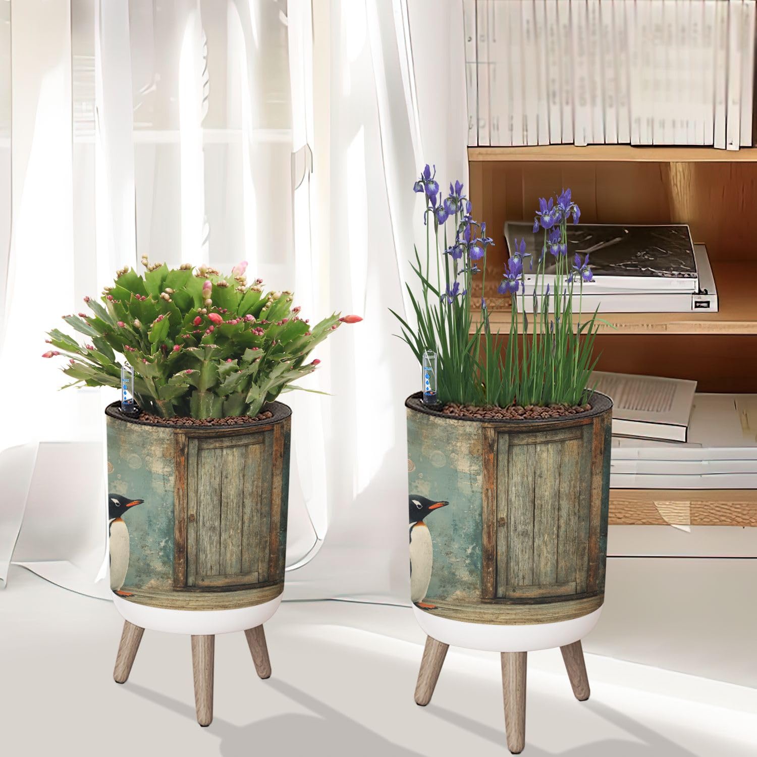Amazon.com : Planter with Stand Animal Prints Penguin Black