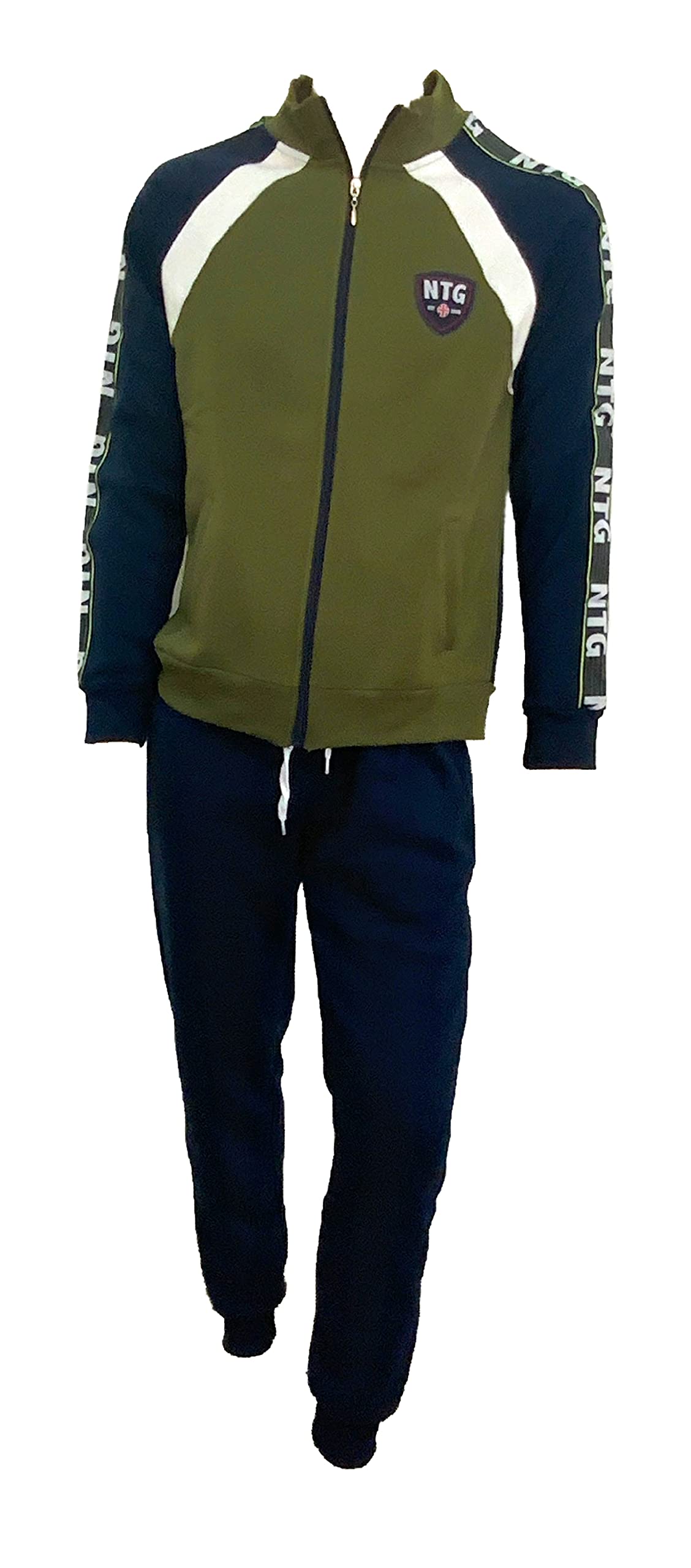 NOTTINGHAM Chándal para hombre de invierno afelpado, fabricado en sudadera de algodón de garce, conjunto deportivo para tiempo libre y deportivo (35262 verde, XXL)