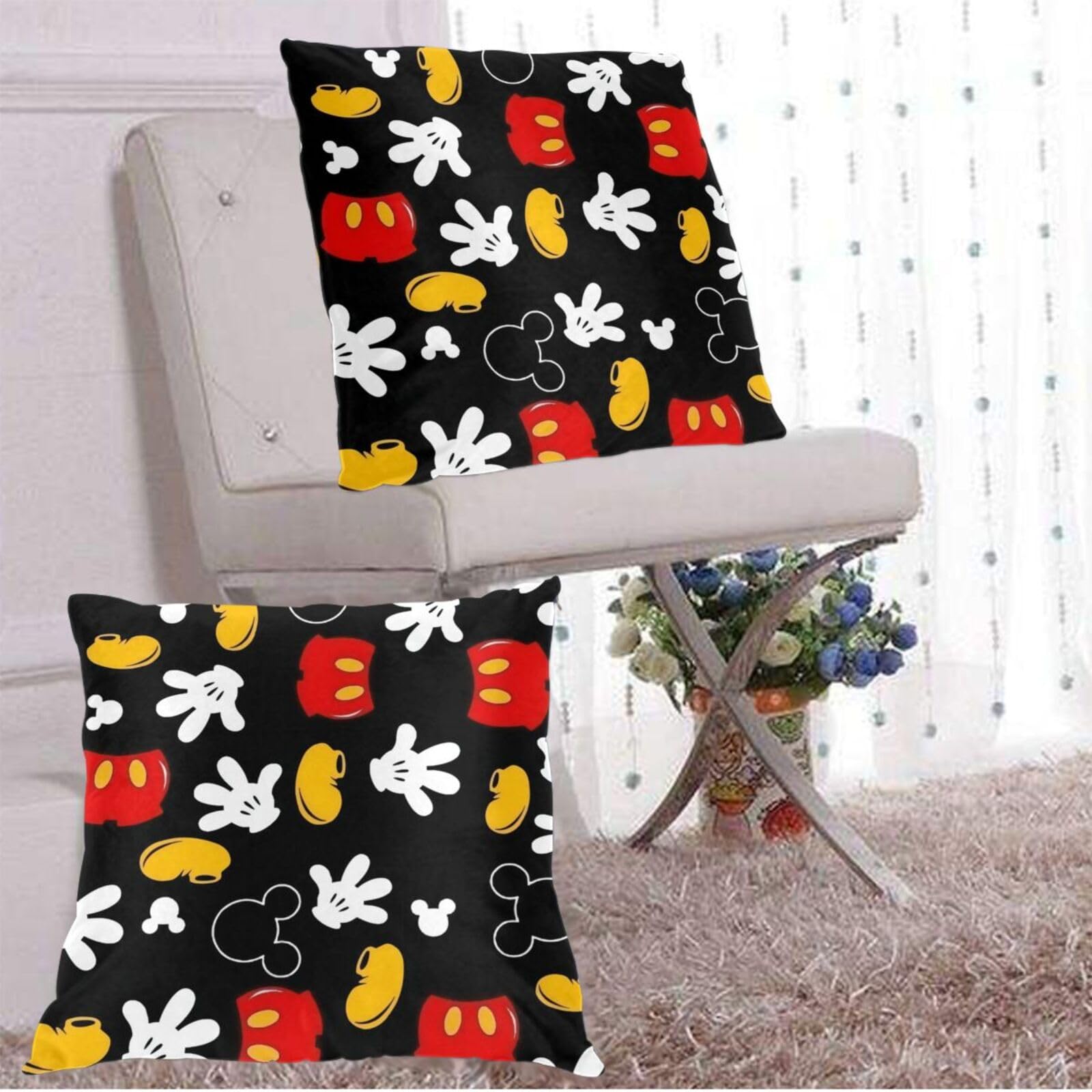 Amazon.co.jp: クッションカバー ミッキーマウス 枕カバー 2枚セット