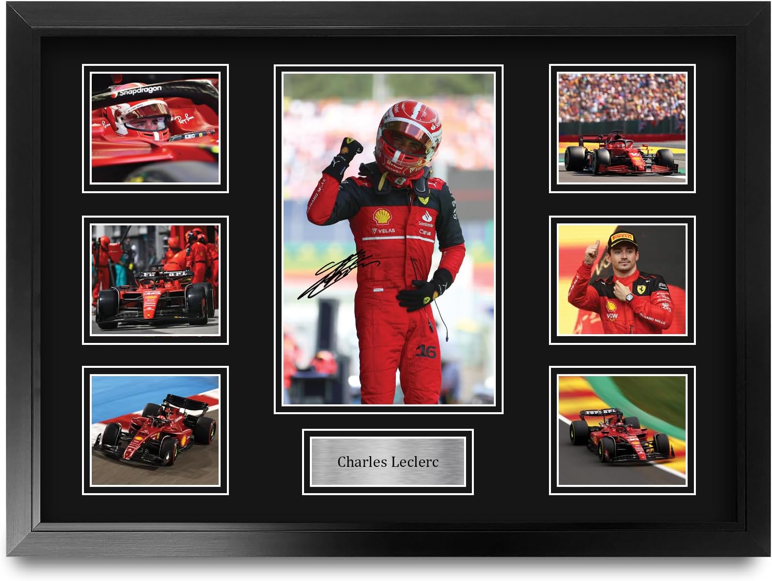 HWC Trading Charles Leclerc Gifts Printed Signed Autograph Display Display for Formula 1 and Motor Racing Fans - A2 Framed