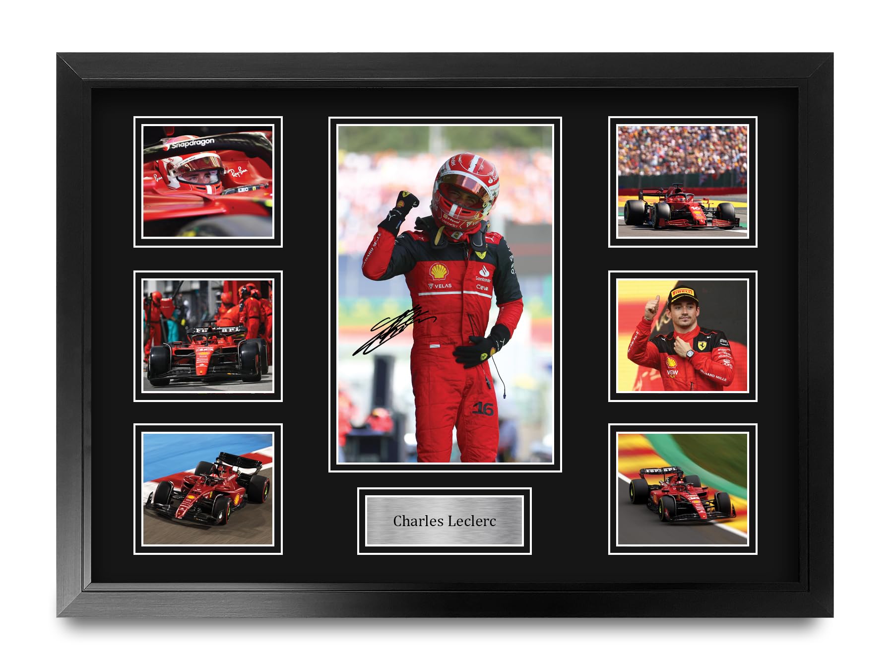 HWC Trading Charles Leclerc Gifts Printed Signed Autograph Presentation Display for F1 Formula 1 Racing Fans - A2 Framed