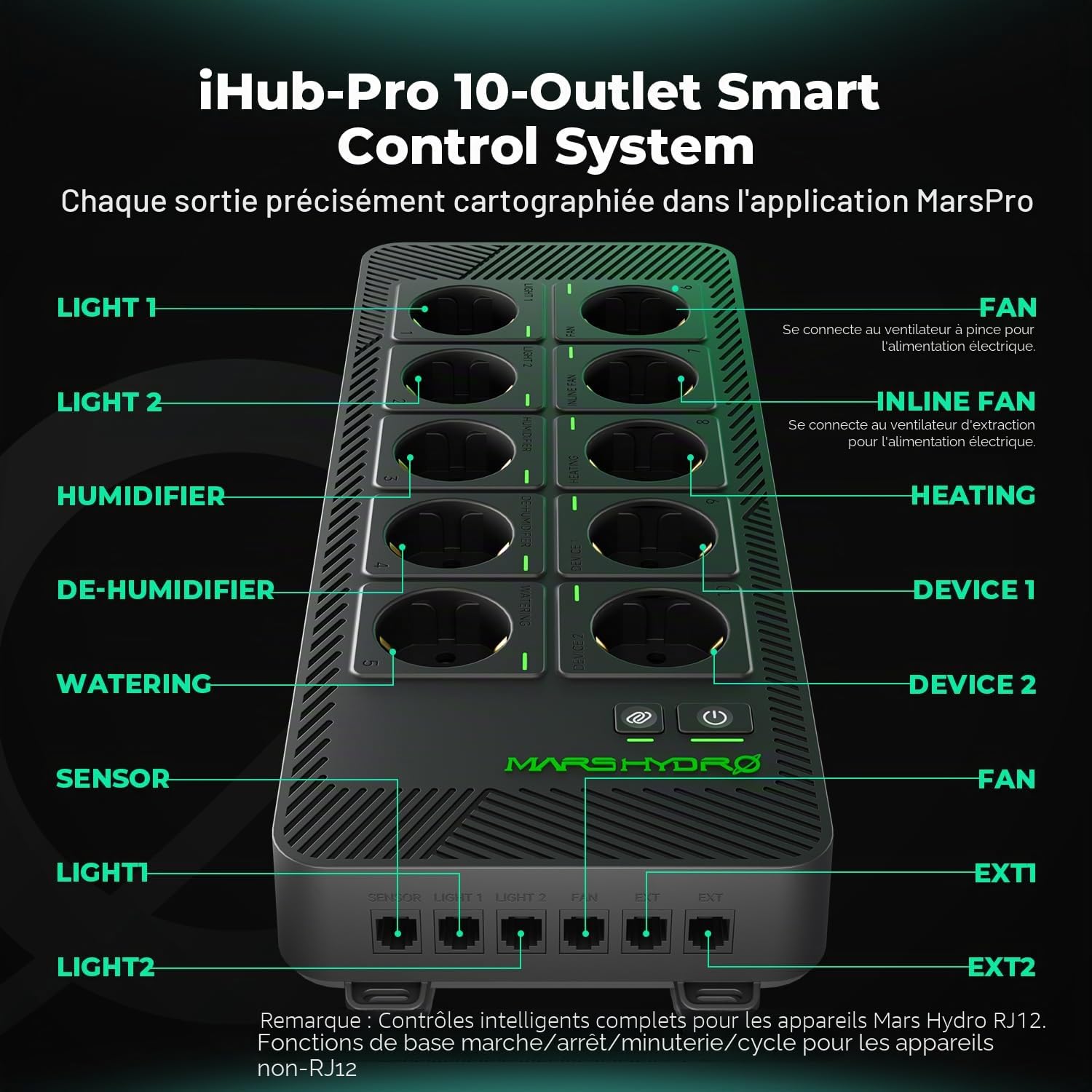 Mars Hydro iHub-Pro 10AC Power Strip Kit, 10-Outlet All-in-One Smart Grow Room Hub, WiFi Environmental Control for Light, Temperature, Humidity & VPD