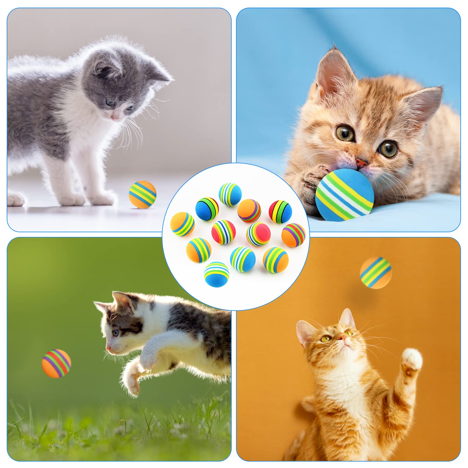 Palline Per Gatti Grandi Palline Con Campanella Per Gatti - 12 Pezzi,  Colorate E Divertenti Pallina Gatto, image size:1600x1600