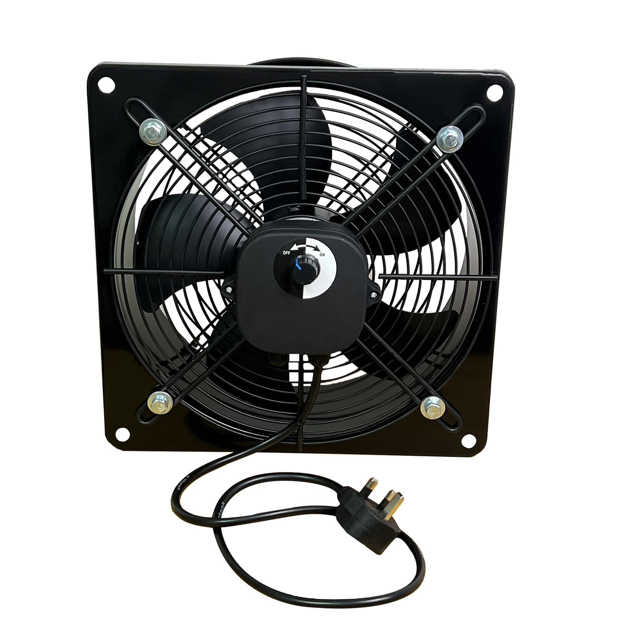 POWERSTAR ELECTRICALS Powerful Metal Industrial Ventilation Extractor Fan with Speed Controller Axial Exhaust Commercial Air Blower for Workshop, Garage, Kitchen Ventilation (12 Inches / 300mm)