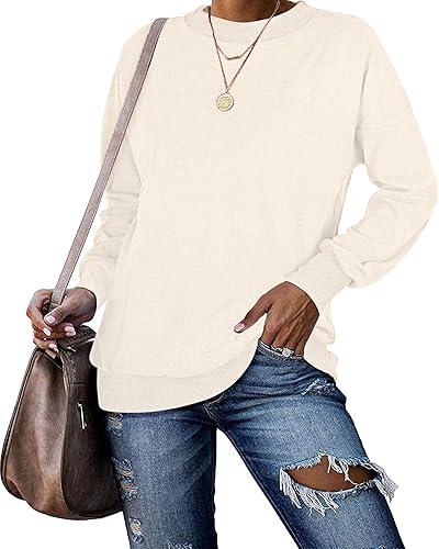 Miniatura 2 de PLMOKEN Sudaderas de talla grande para mujer, estilo casual, manga larga, cuello redondo, camisetas tipo túnica para leggings, tallas M-4XL