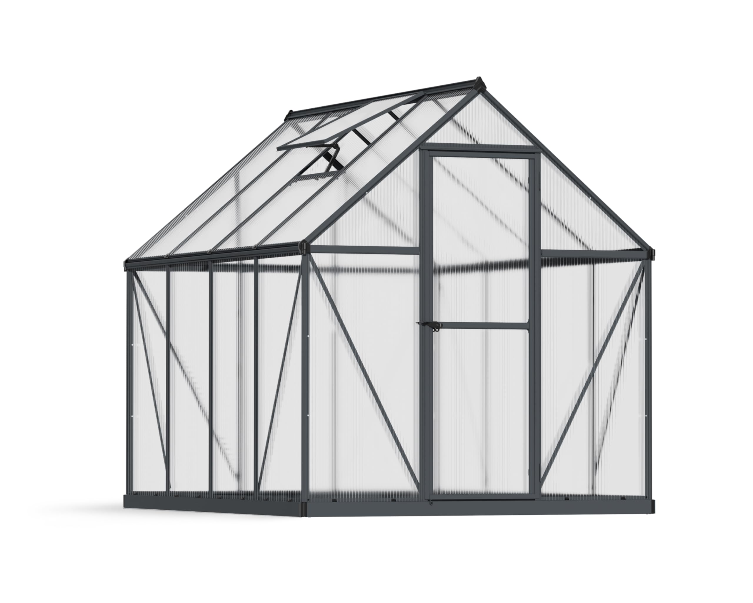 Canopia by Palram Gewächshaus klein Mythos 6x8 Treibhaus 247x185 cm Aluminium Grau Tomatenhaus Polycarbonatplatten UV-beständig