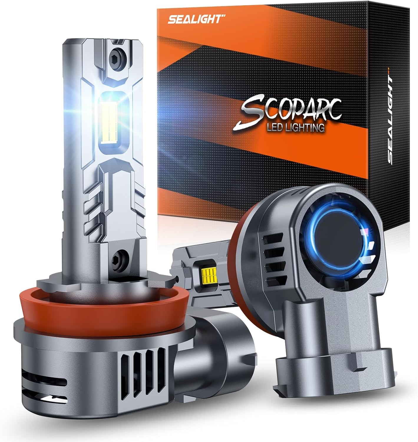 SEALIGHT Lot de 2 ampoules LED H4/9003, 150 W, 20 000 lumens, 600% super lumineuses, blanc froid, faisceau haut/bas HB2, avec ventilateur turbo de 20 000 tr/min, Plug and Play (03)