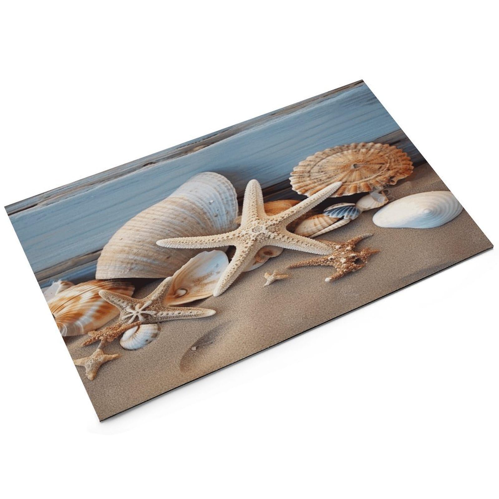 Tapis de nourriture pour chat en forme d'étoile de mer et de coquillages - Antidérapant - Facile à nettoyer pour la nourriture et l'eau - 43,2 x 76,2 cm