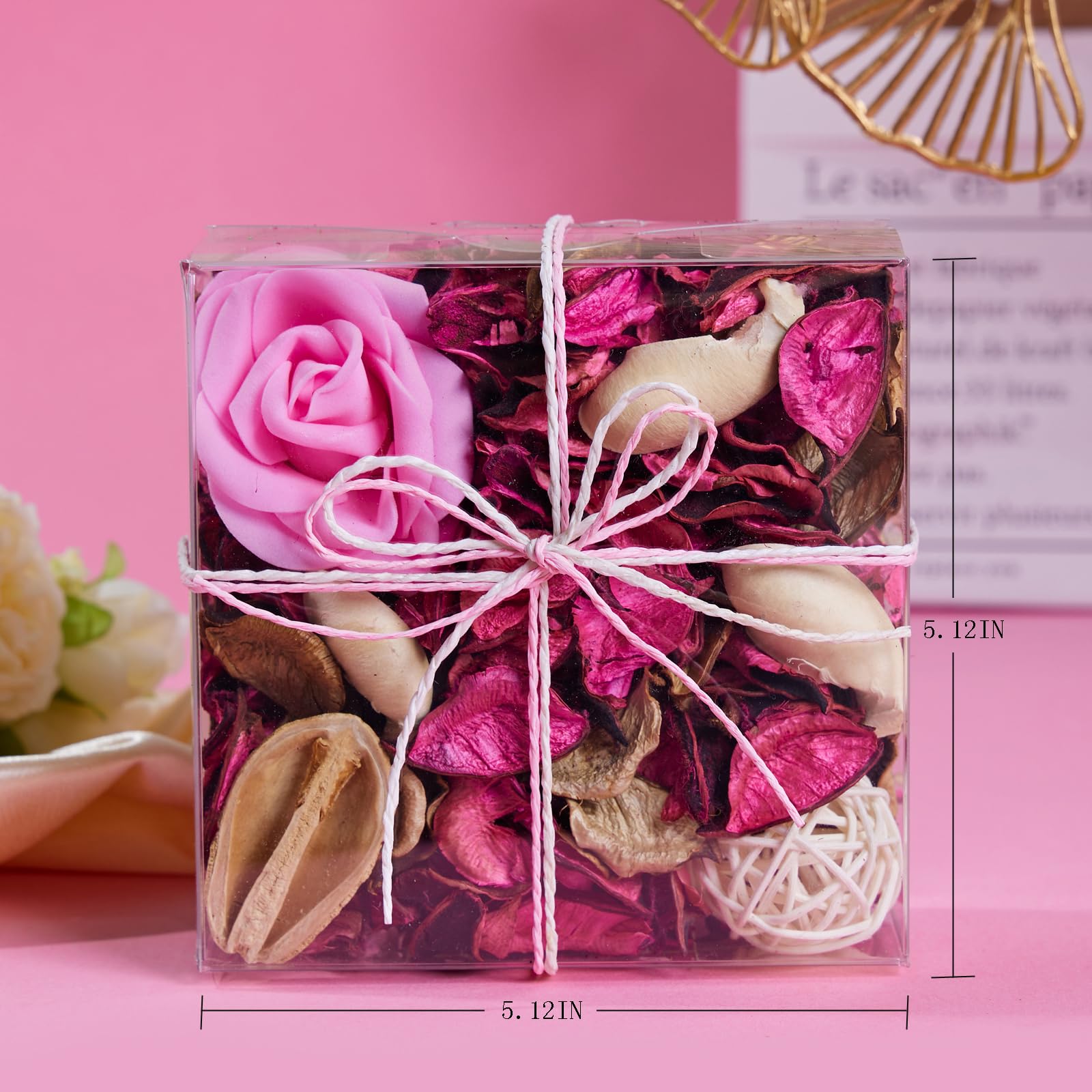 Pretysnow Rose Scented Potpourri - Potpourri Bowl Filler Decoration | Home Fragrance Decor for Living Room Bedroom Bathroom | Long-Lasting Spring Scent Vase Filler | Air Freshener, Gifts