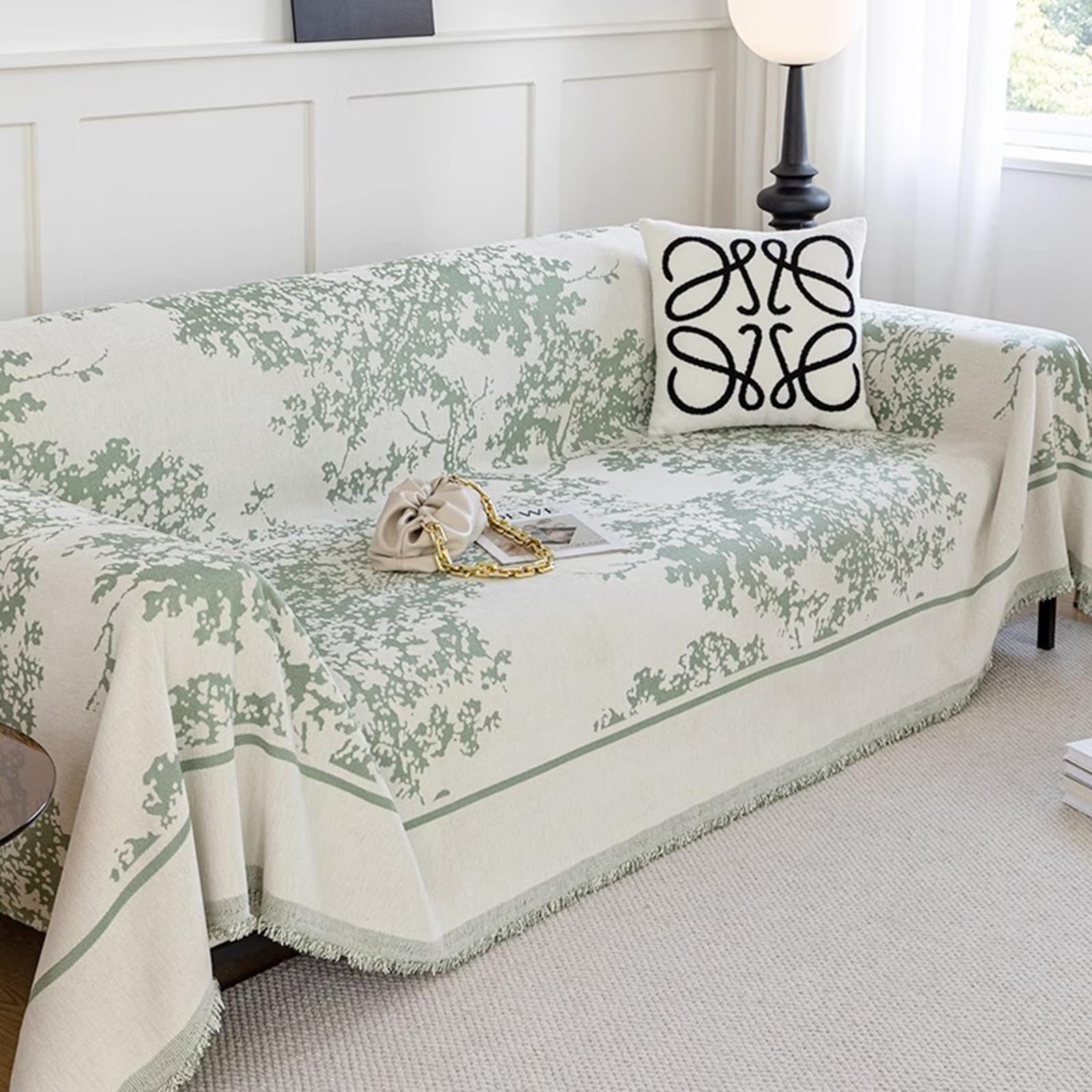1 2 3 4-Seater Sofa Throw Cover Multipurpose Throws For Sofas Furniture Blanket Soft Chenille L-Shaped Corner Universal Couch Cover Pet Rebellion Sofa Covers For Sofas Bed Chairs(180X260cm,Green)